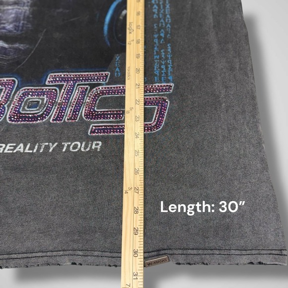 Valabasas Tee Robotics Tour Vintage Black XXL Burnout Graphic Embellished Meta - Picture 10 of 13